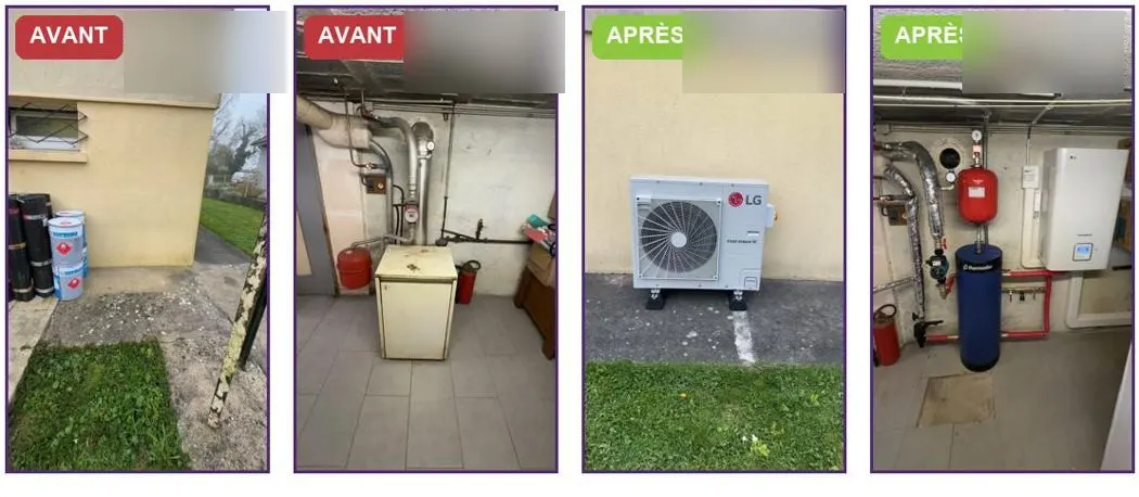 Chantier Batexe avant / après : remplacement d’une chaudière par une pompe à chaleur air-eau